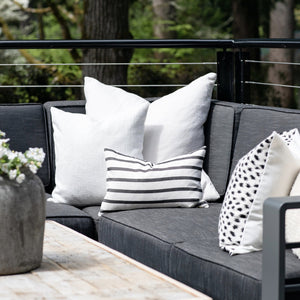 BENNETT || Ivory with Charcoal Gray Stripes Indoor/Outdoor Pillow Cover