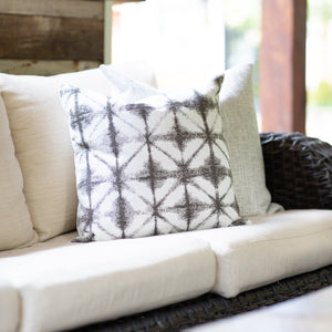 ISABELLA || Gray & White/Ivory Ikat Indoor/Outdoor Pillow Cover