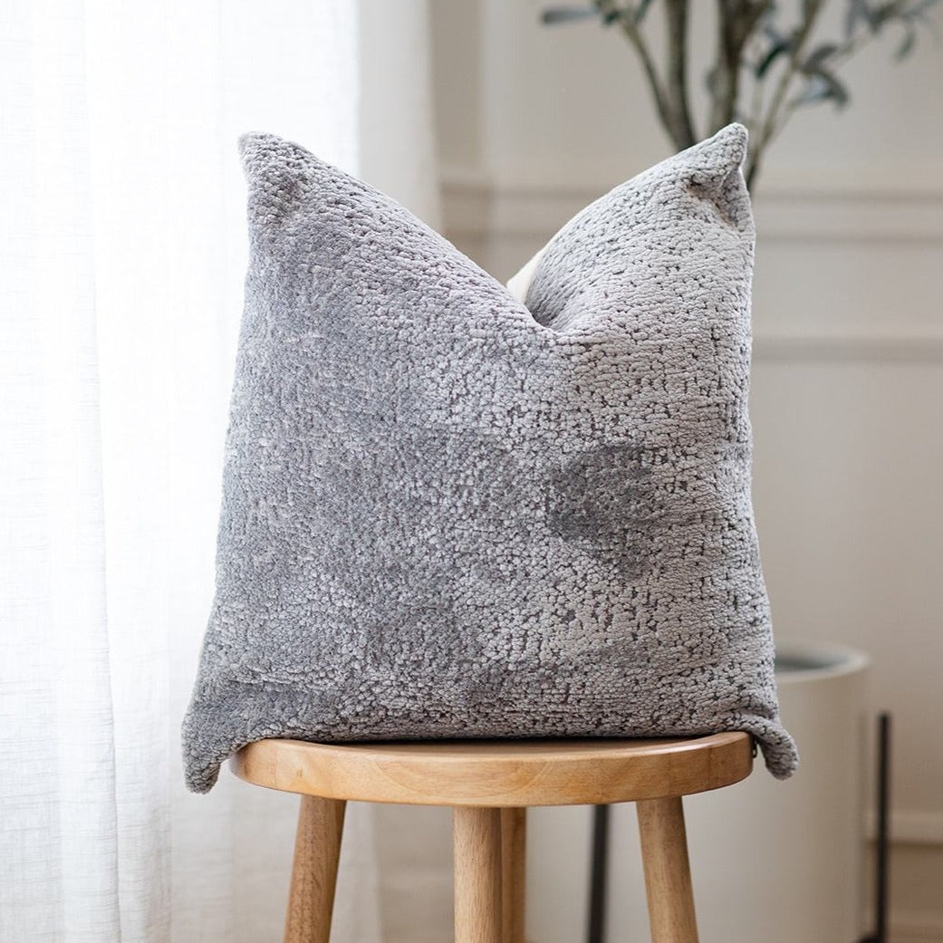 OPULENCE || Plush Silvery Gray Velvet Pillow Cover