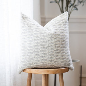 OPAL || Light Gray & Ivory Woven Pillow Cover