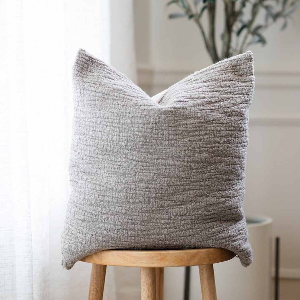 MOCHA || Warm Taupe Bouclé Textured Pillow Cover