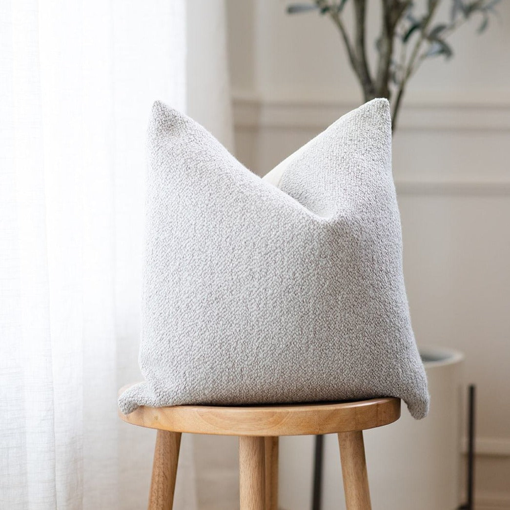 CRUZ || Gray Bouclé Textured Pillow Cover