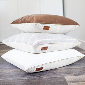 HOPE || Warm Gray & Ivory Striped Pillow Cover