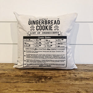 Gingerbread Cookie Recipe Pillow Cover - Linen and Ivory