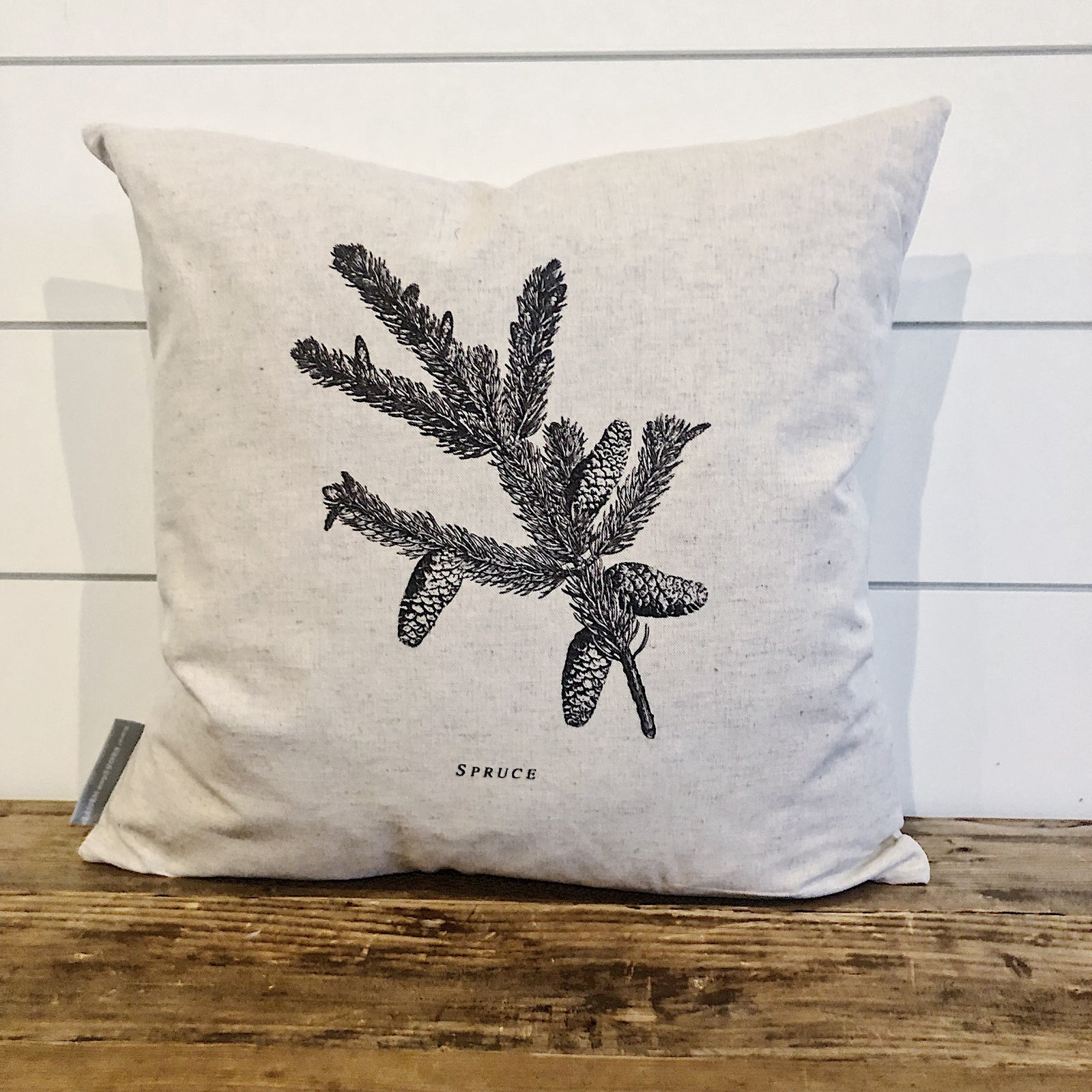 Spruce Sketch Pillow Cover - Linen and Ivory