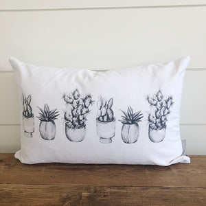 Cactus Sketches Pillow Cover - Linen and Ivory