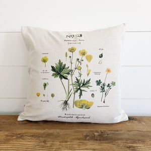 Buttercup Botanical Pillow Cover - Linen and Ivory