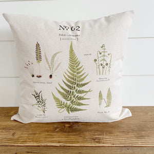 Boston Fern Botanical Pillow Cover - Linen and Ivory
