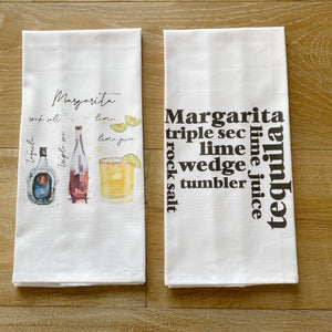 Margarita Watercolor Tea Towel - Linen and Ivory