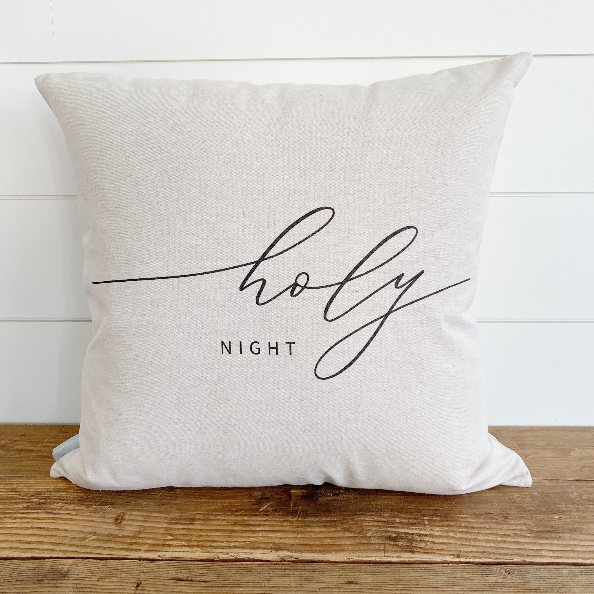 Silent Night Holy Night Pillow Cover Set of 2 Linen and Ivory