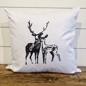 Doe & Stag Pillow Cover (Black) - Linen and Ivory
