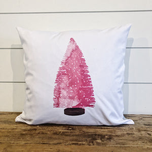 Magenta Bottle Brush Pillow Cover - Linen and Ivory