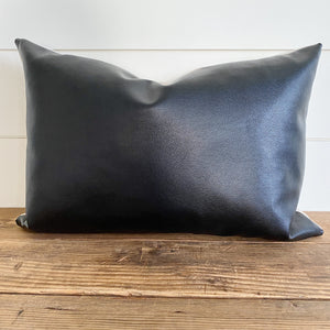 EBONY || Black Faux Leather Pillow Cover