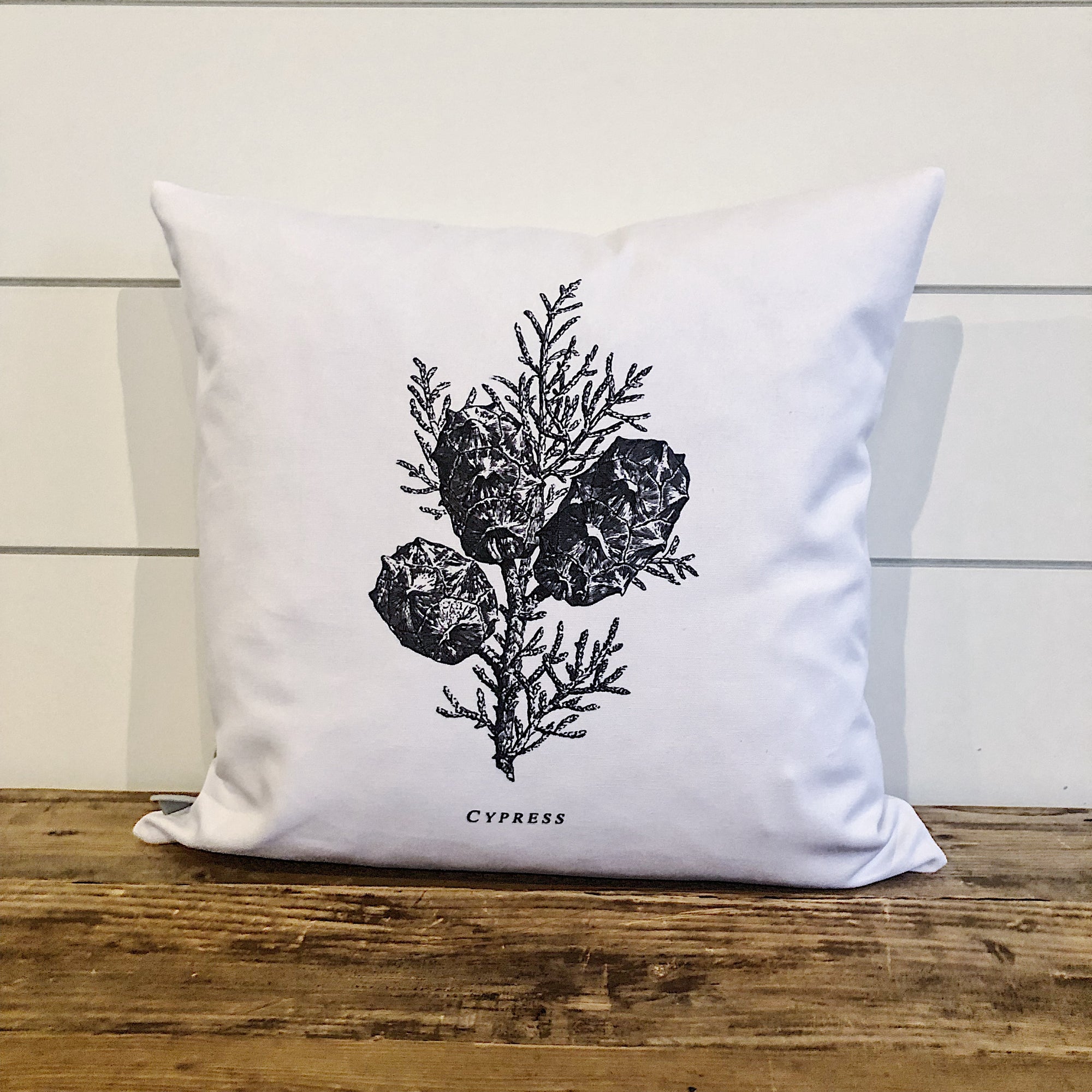 Cypress Sketch Pillow Cover - Linen and Ivory