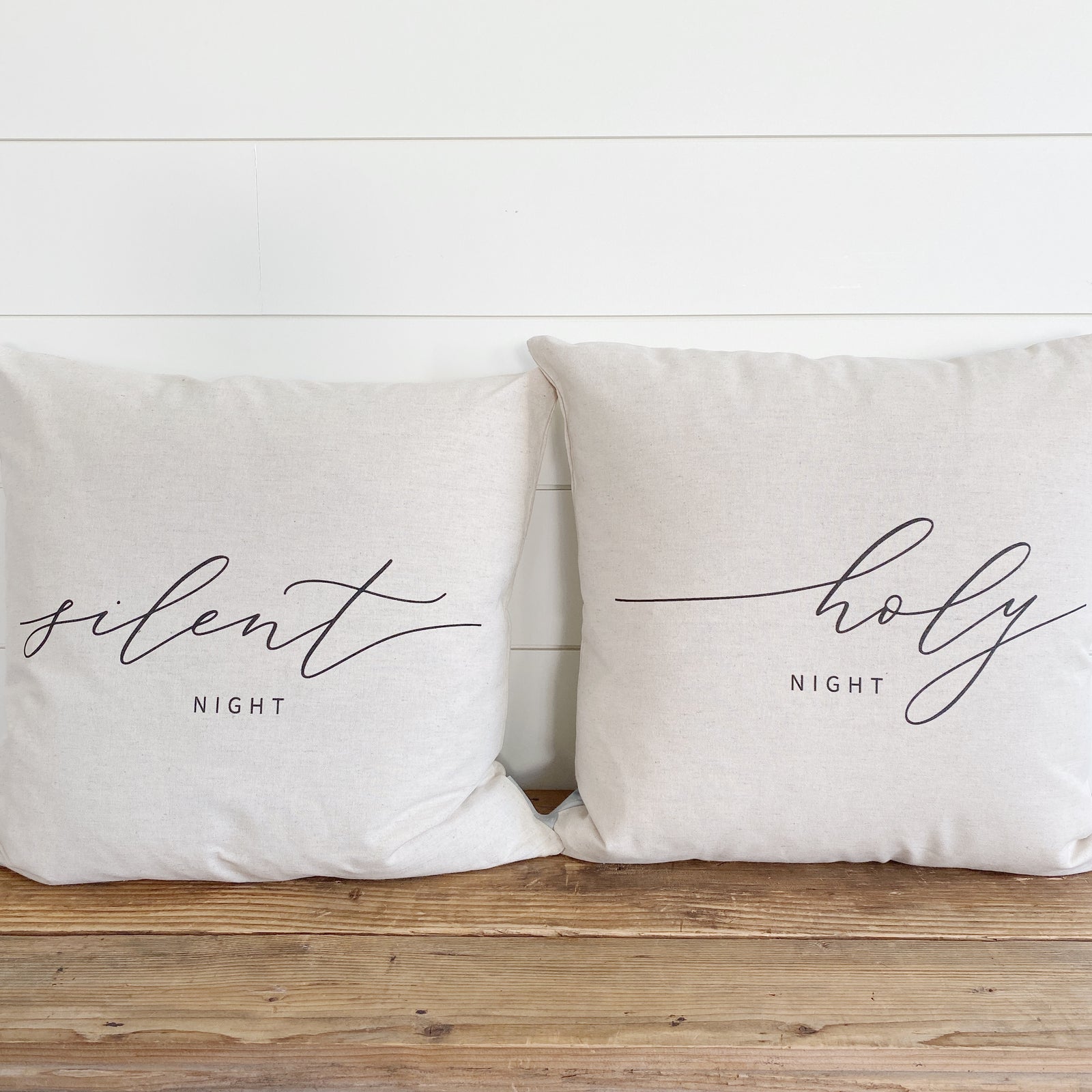 Silent Night Holy Night Pillow Cover (Set of 2) - Linen and Ivory