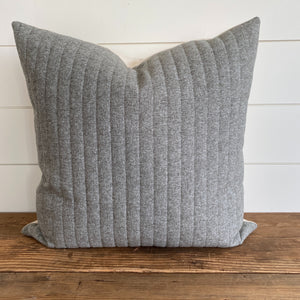 "Xavier" Striped Felt Pillow Cover (Gray) - Linen and Ivory