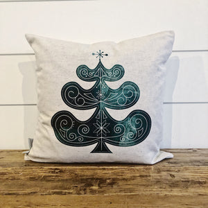 Nordic Christmas Tree Pillow Cover - Linen and Ivory
