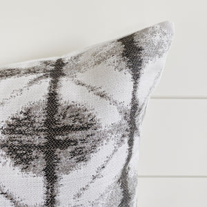 ISABELLA || Gray & White/Ivory Ikat Indoor/Outdoor Pillow Cover