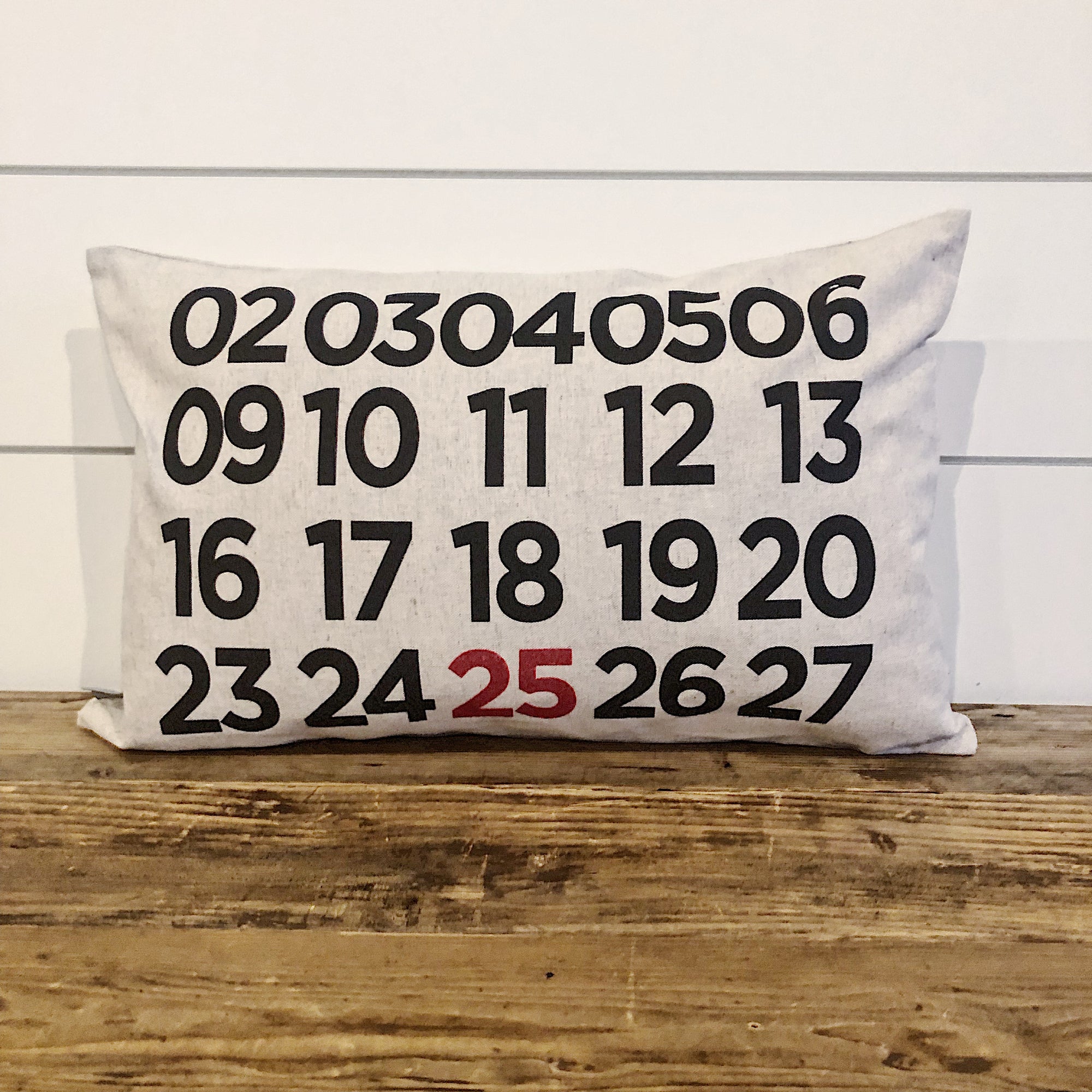 Stendig Calendar Pillow Cover (Red 25) - Linen and Ivory