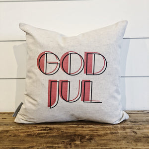 Nordic Christmas God Jul Pillow Cover (Red) - Linen and Ivory