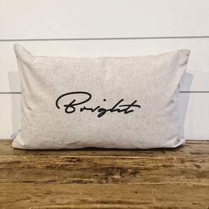Modern Script "Bright" Pillow Cover - Linen and Ivory