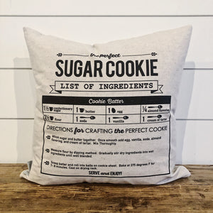 Sugar Cookie Recipe Pillow Cover - Linen and Ivory