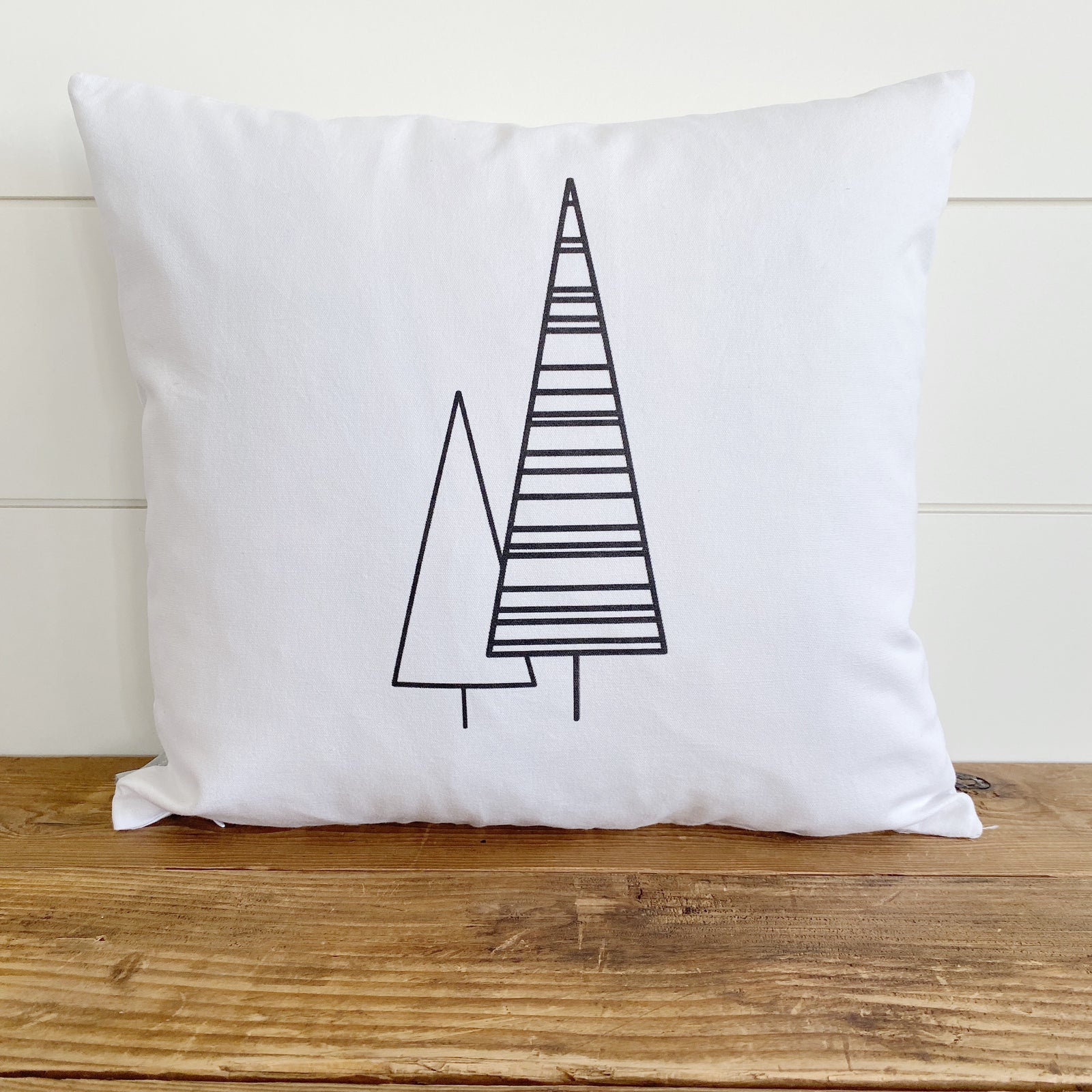 Modern Tree Pillow Cover - Linen and Ivory