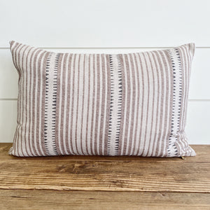 Linen Lumbar Pillow - Charcoal Stripe
