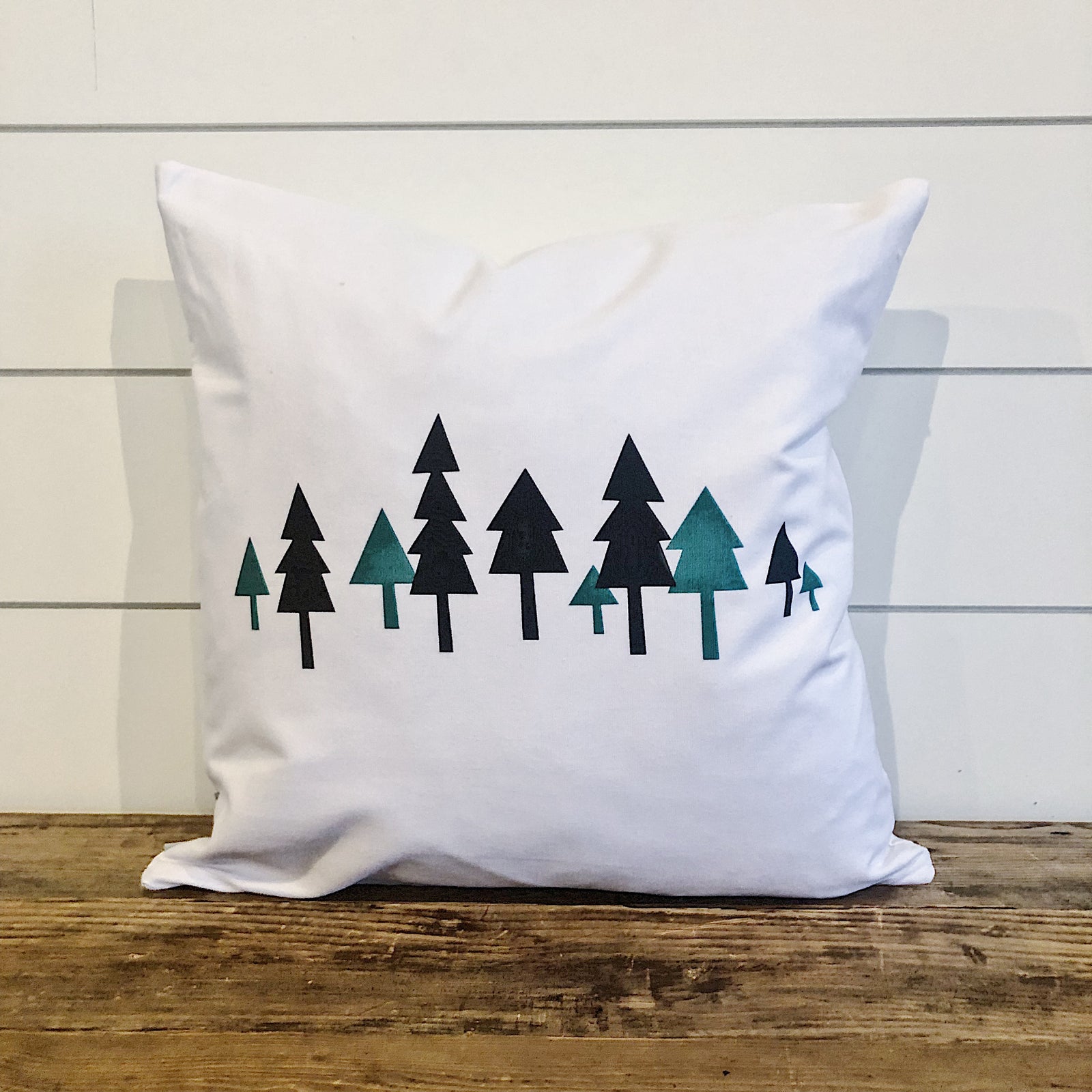 Modern Forest Pillow Cover (Green) - Linen and Ivory