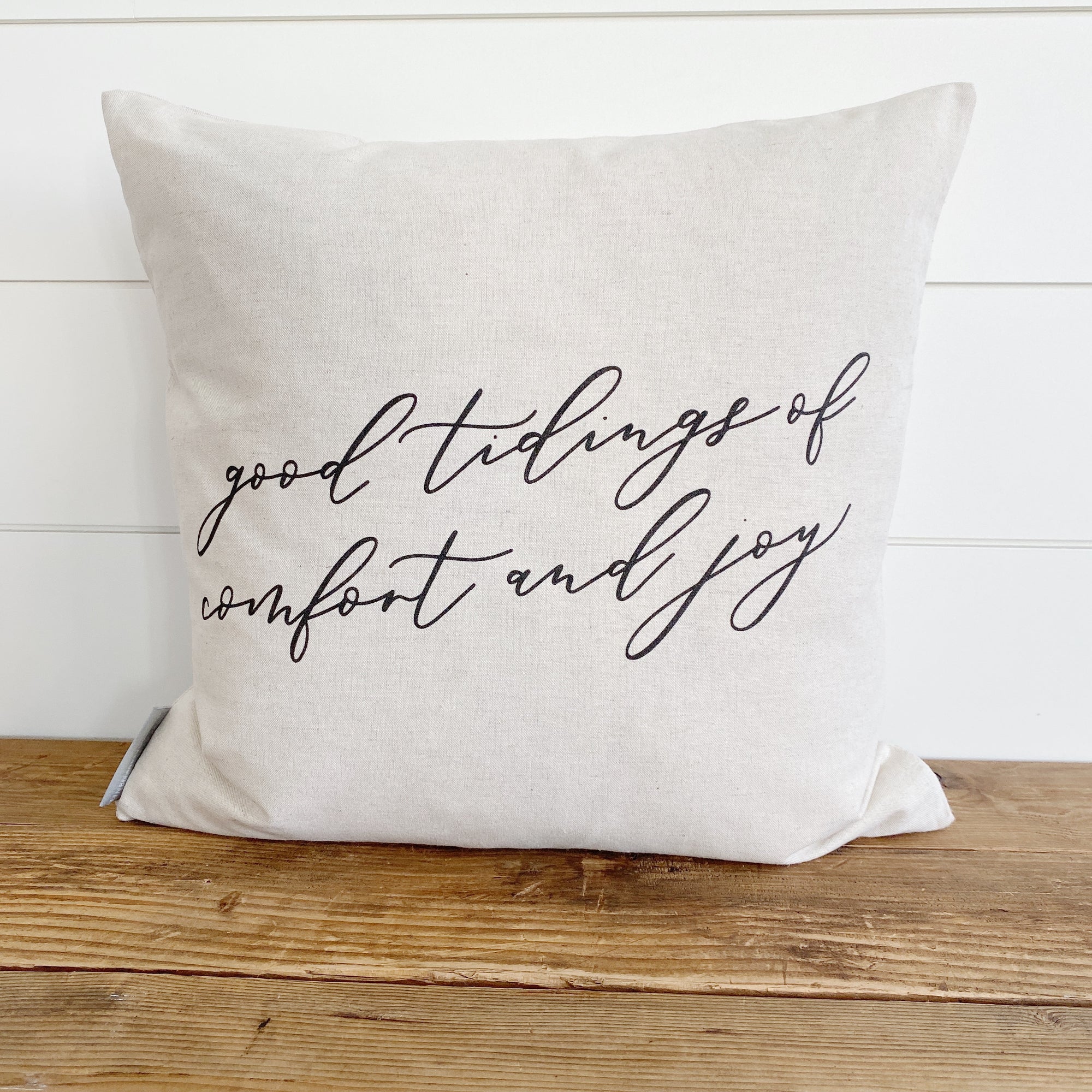 Good Tidings of Comfort & Joy Pillow Cover - Linen and Ivory