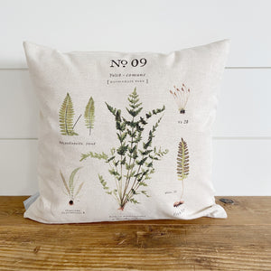 Maidenhair Fern Botanical Pillow Cover - Linen and Ivory