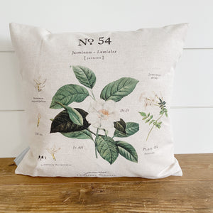 Jasmine Botanical Pillow Cover - Linen and Ivory