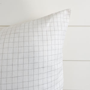 "Savannah" Windowpane Plaid (White & Gray) - Linen and Ivory