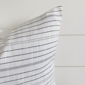 LEIGH || White with Gray Stripes Indoor/Outdoor Pillow Cover