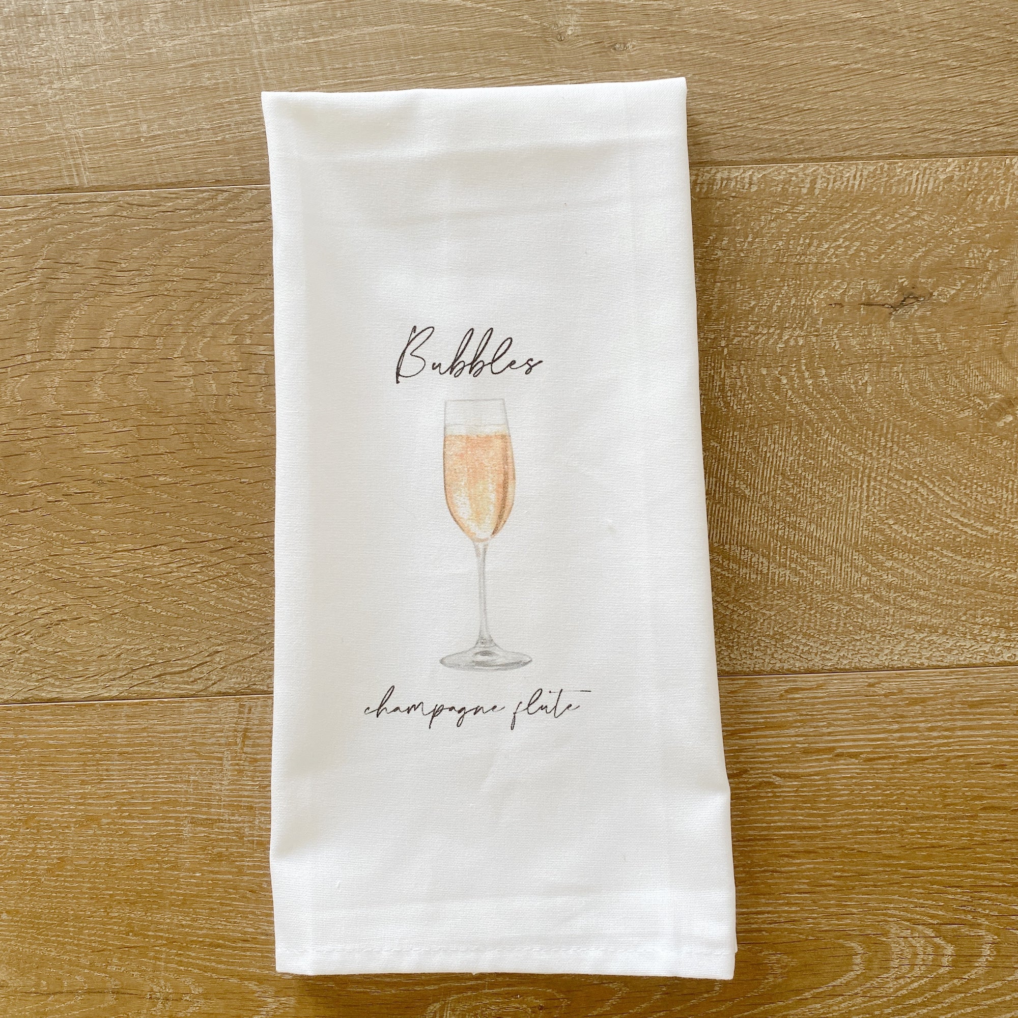 Watercolor Champagne Tea Towel - Linen and Ivory