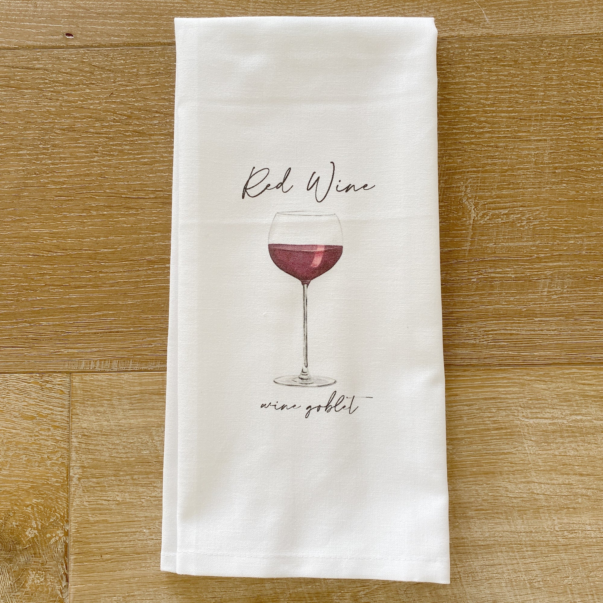 Watercolor Red Wine Tea Towel - Linen and Ivory