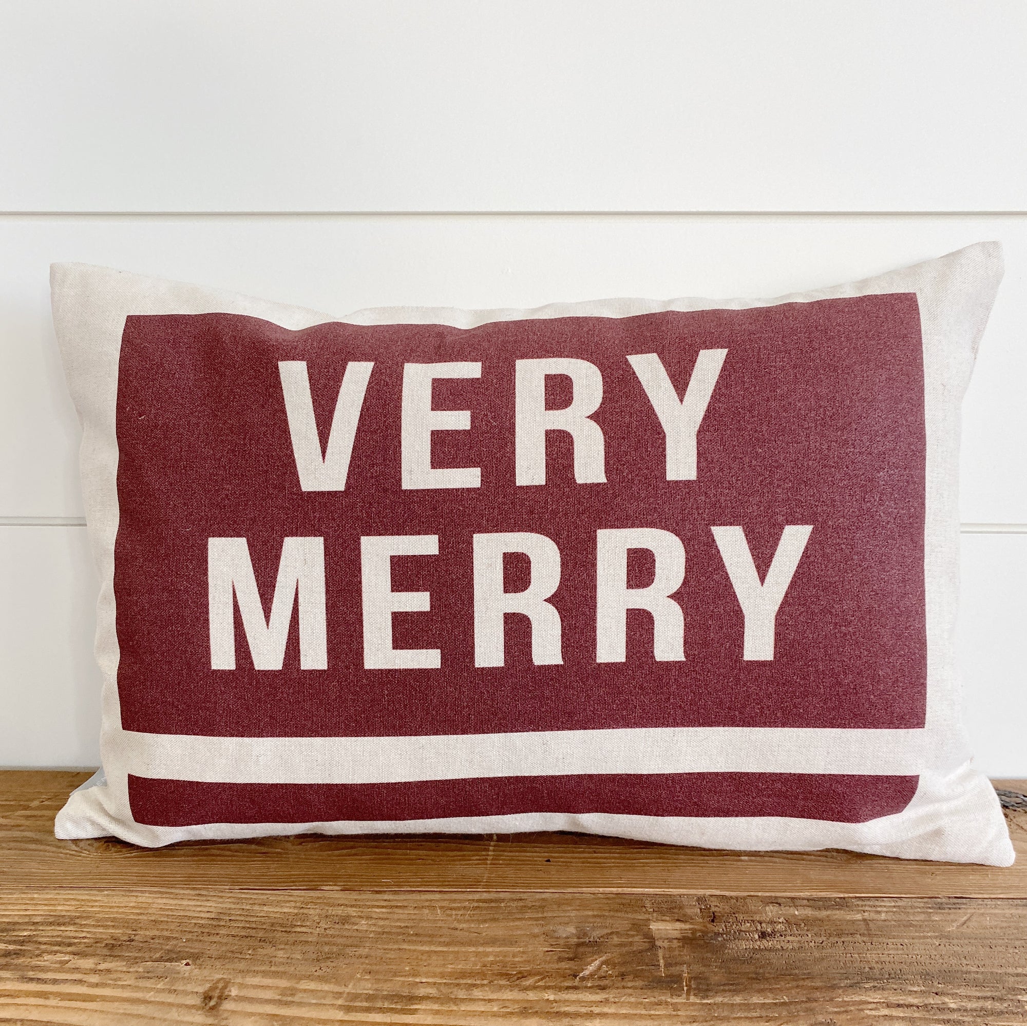 Very Merry Pillow Cover (Red) - Linen and Ivory