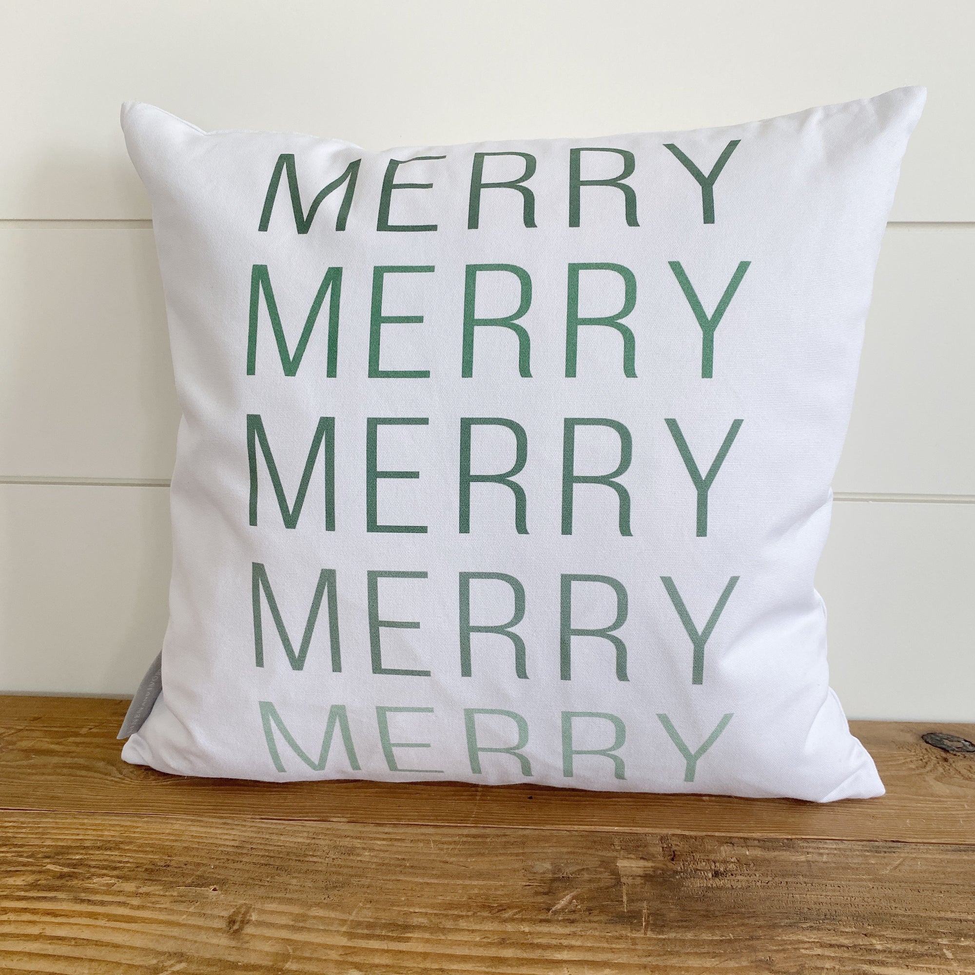 Ombre Merry Pillow Cover (Green) - Linen and Ivory
