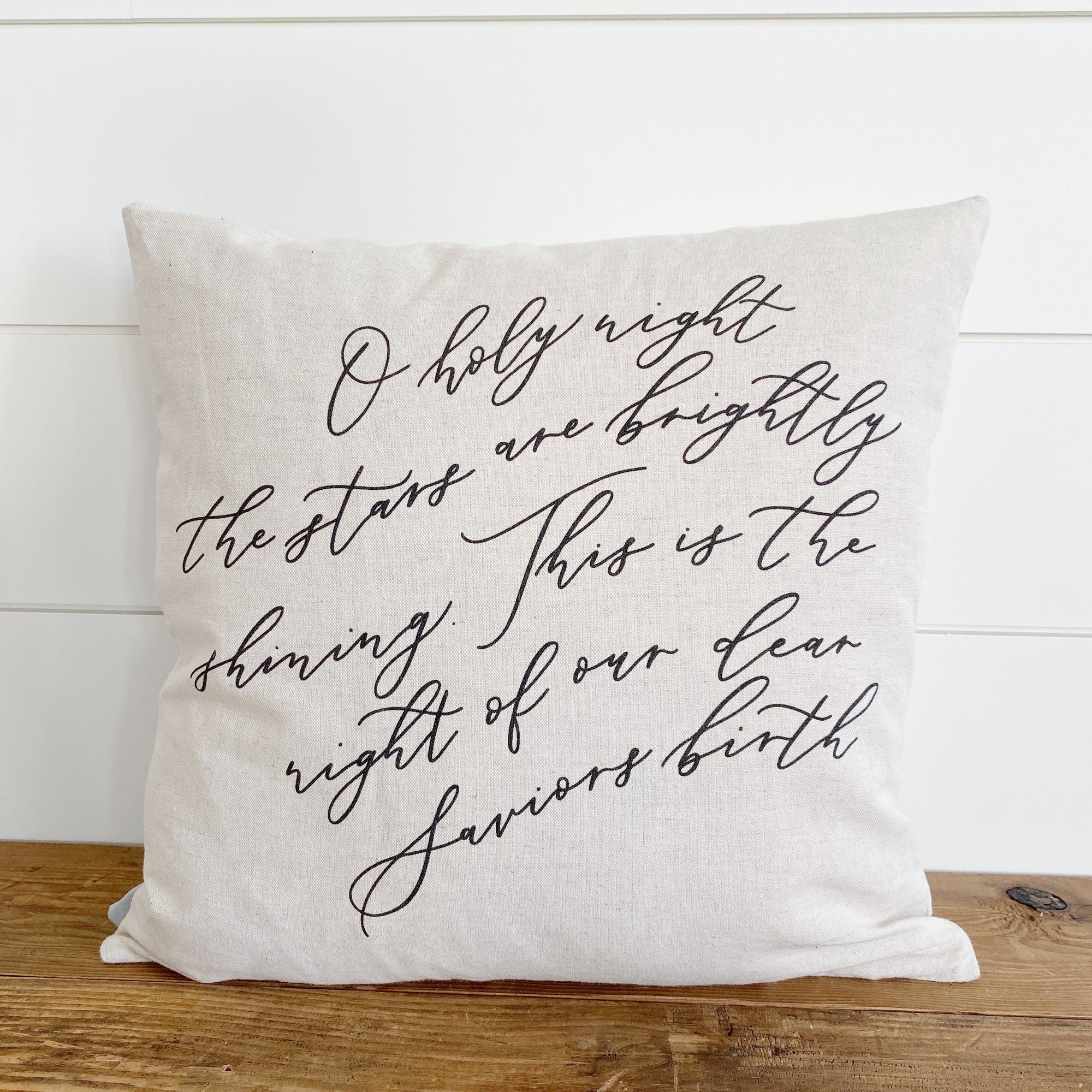 O Holy Night Calligraphy Pillow Cover - Linen and Ivory