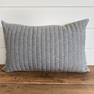 "Xavier" Striped Felt Pillow Cover (Gray) - Linen and Ivory