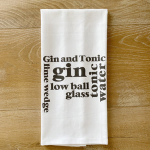 Gin & Tonic Tea Towel - Linen and Ivory