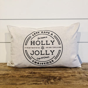 Holly Jolly Pillow Cover (Black) - Linen and Ivory