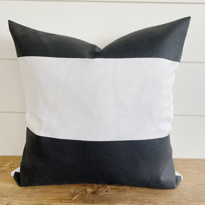 ANGUS || Black & White Striped Indoor/Outdoor Pillow Cover