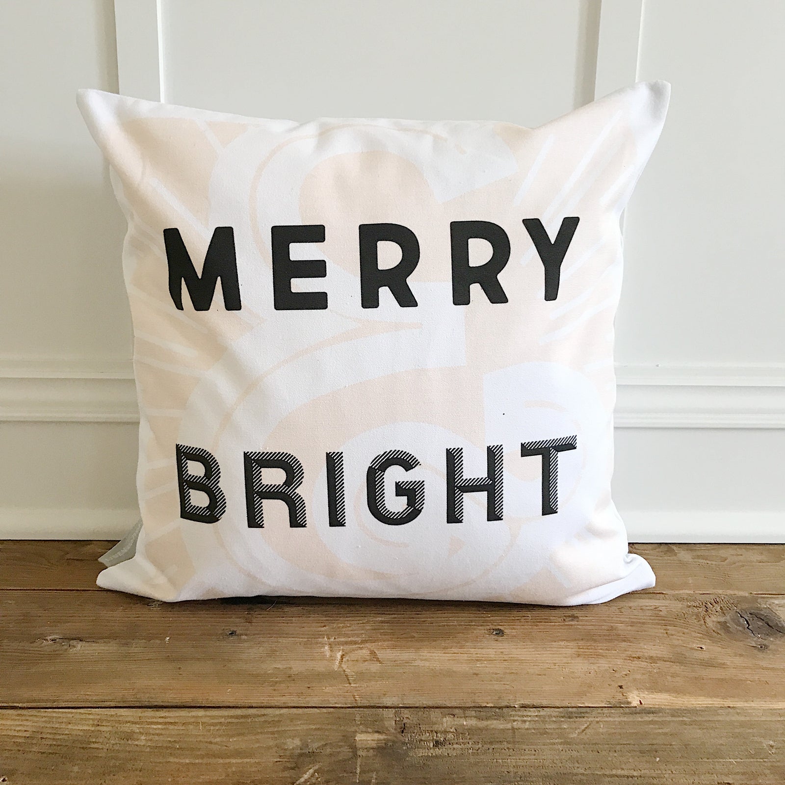 Retro Merry & Bright (Blush) Pillow Cover - Linen and Ivory