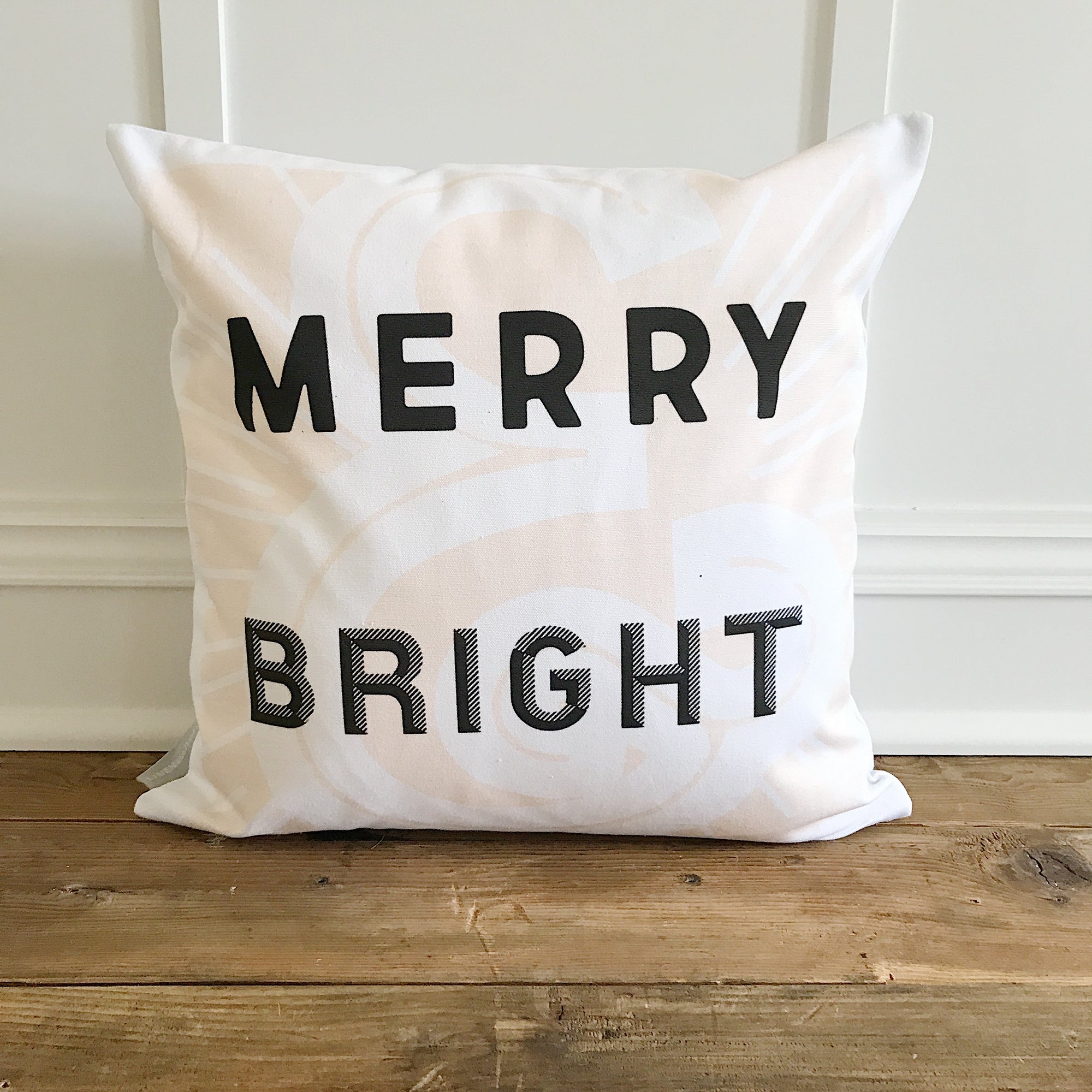 Retro Merry & Bright (Blush) Pillow Cover - Linen and Ivory