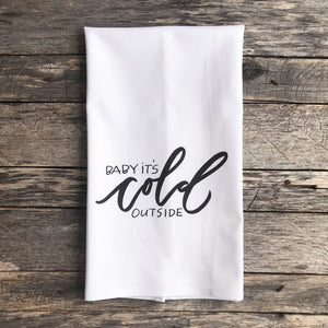 Baby It's Cold Outside (Design 1) Tea Towel - Linen and Ivory