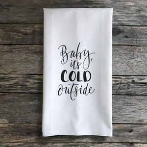 Baby it's Cold Outside Tea Towel (Design 2) - Linen and Ivory