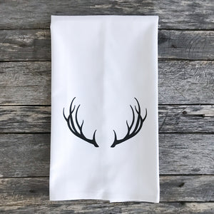 Black Antlers Tea Towel - Linen and Ivory