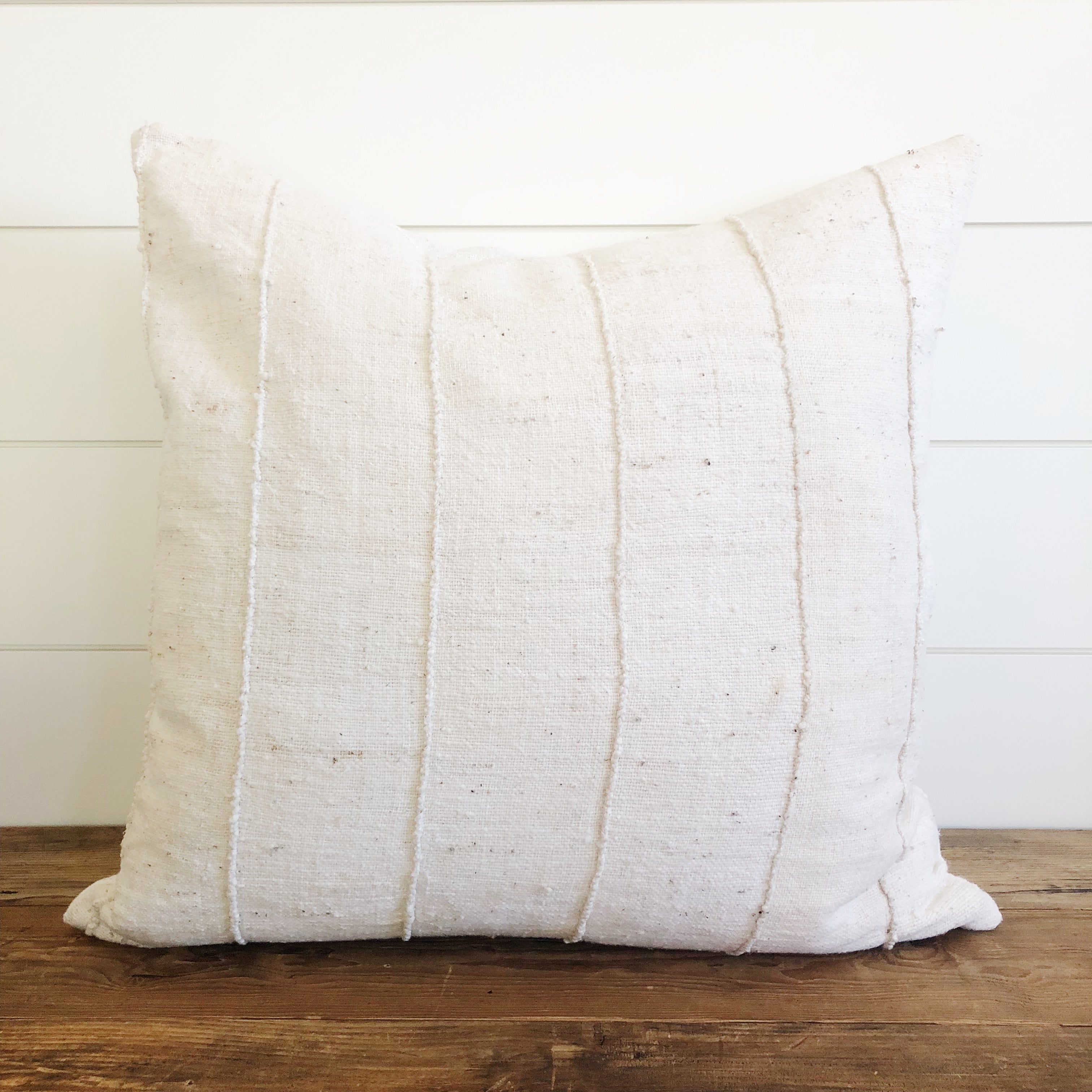 19 x 19 African Mudcloth Pillow Cover - White Chevron