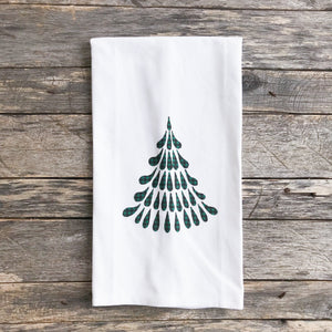 Buffalo Christmas Tree Tea Towel - Linen and Ivory